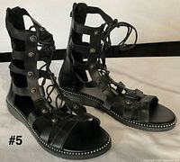 full view of both sandals, front and side angles