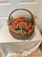 Basket with flowers front view