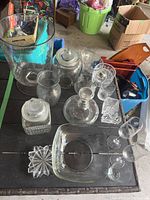 Overhead of entire glassware lot arranged on table