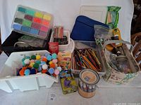 Overall lot view showing majority of craft supplies