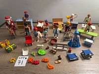 Overall view of figures, animals, furniture and accessories