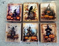 All six wooden Halloween blocks front view