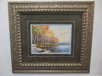 Frontal view of framed watercolour
