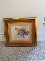 front view of framed fox print