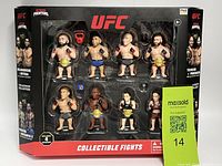 Front view of boxed UFC Octagon Fighters set showing all eight figures