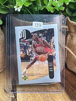 Front of Michael Jordan Upper Deck card in sleeve