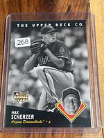 Front of 2008 Upper Deck Max Scherzer Rookie Card in sleeve