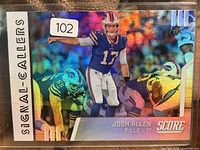 Front of holographic Signal-Callers Josh Allen card in sleeve