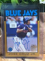 Front of autograph card in top loader