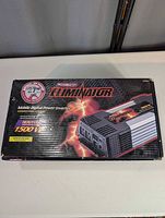 Retail box top showing MotoMaster Eliminator branding and 1500 W rating