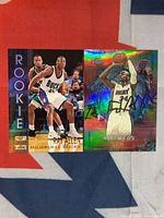 Both Ray Allen trading cards side by side on flag background