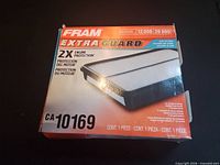 Front of sealed FRAM CA10169 Extra Guard air filter box