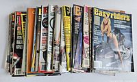 Stack of Easyriders magazines front spines and covers visible