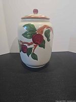 Front view of Franciscan Apple cookie jar with lid