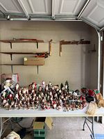 Wide view of entire lot on table inside garage