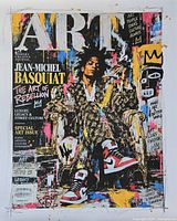 Full view of unframed print showing Basquiat portrait and border