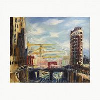 Full view of oil painting on stretched canvas