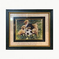 Framed puppies print front view