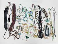 All necklaces laid out showing variety and count