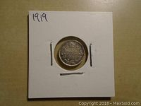 Front side of coin showing the wreath design and date 1919.