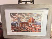 Full view of framed print showing frame, mat and artwork