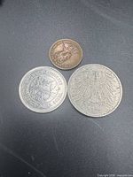 Top view showing all three coins together