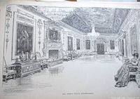 Full view of the front illustration showing entire interior scene with caption