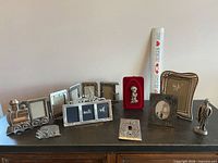 overview of entire pewter lot on tabletop