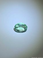 Top view of oval lagoon-green fluorite