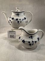 Teapot and creamer together showing pattern and form
