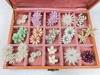 Full view of jewelry box showing all 12 earring pairs in compartments