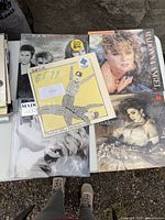 Top view of all five records on table