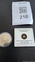 Coin in capsule with certificate of authenticity