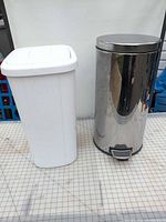 Front view of both trash cans showing size and design