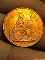 Reverse of 1967 one penny coin showing Britannia design
