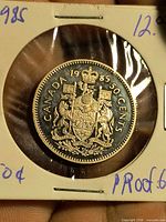 Reverse of 1985 Canadian 50-cent proof coin in holder