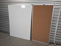 Front view of whiteboard and cork board
