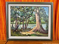 Framed oil painting front view