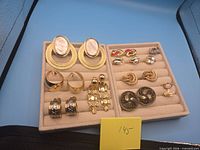 Two trays displaying all ten earring pairs