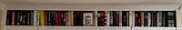 Full panoramic view of the shelf containing all books