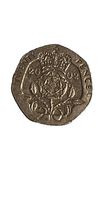 Reverse view showing crowned Tudor rose, date 2002, denomination 20