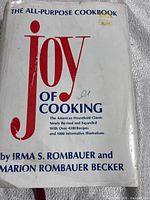 Front view of Joy of Cooking hardcover with dust jacket