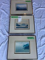Three framed Markgraf prints laid out showing size labels