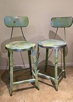 Two industrial stools full view front