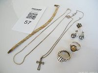 Overall view of all jewelry pieces laid out