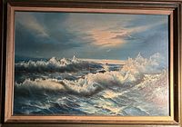full view of framed seascape painting