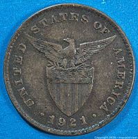 Obverse showing eagle and shield with 1921 date