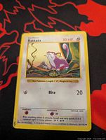 Front of Rattata Base Set card showing artwork and stats