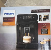 Retail box showing Philips 1200 series automatic espresso machine