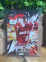 Front view of Shohei Ohtani custom anime rookie card in protective top loader